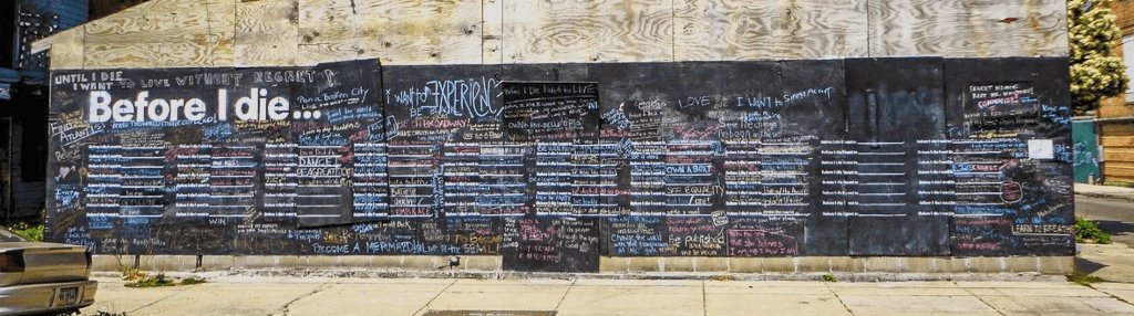 Before I Die interactive wall installation